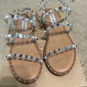 Steve Madden travel flat sandals CLEAR